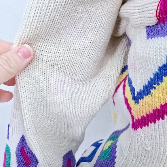 Vintage 80's Women's Crewneck Abstract Pullover Sweater S - Picture 4 of 8